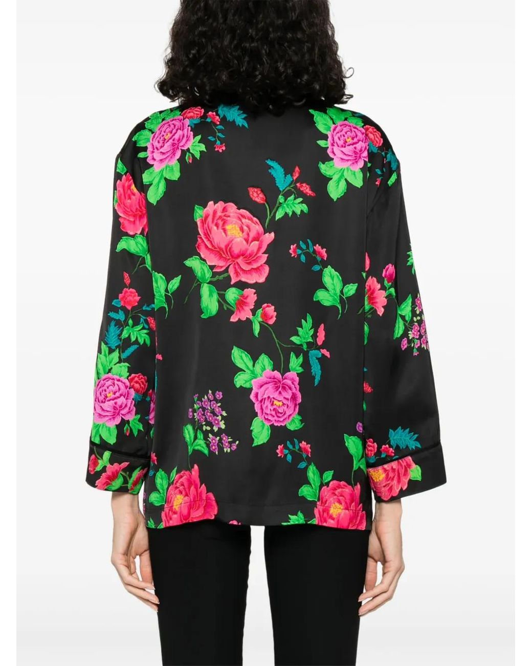 Nissa Green Floral-Print Shirt