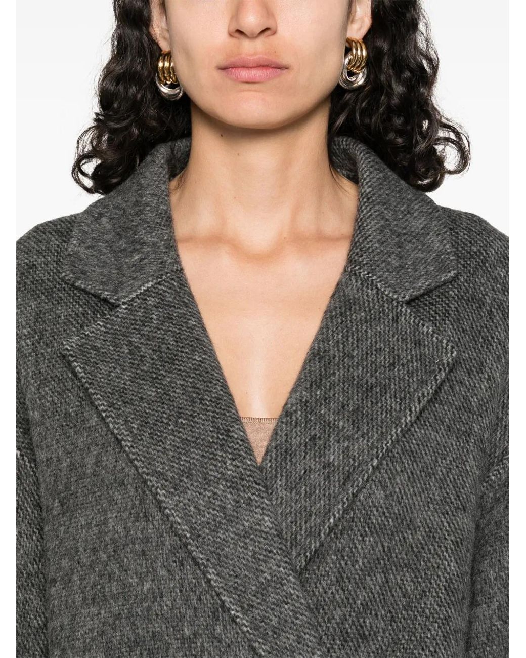 Soft Goat Gray Herringbone Coat