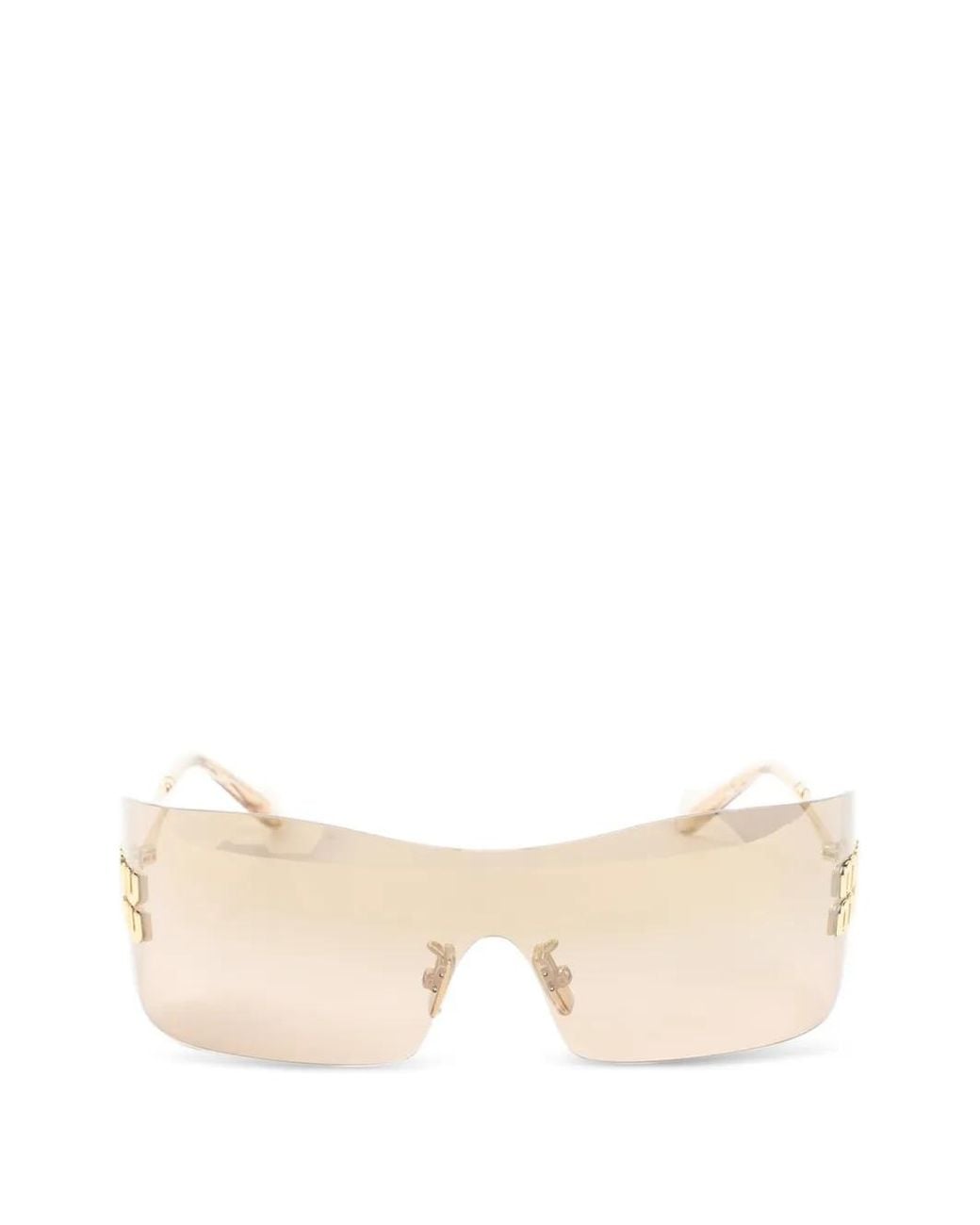 Miu Miu Natural Logo-Plaque Geometric-Frame Sunglasses