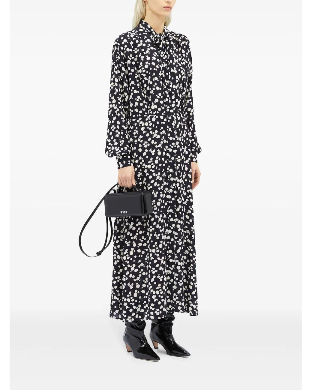 MSGM White Spot-Print Maxi Dress
