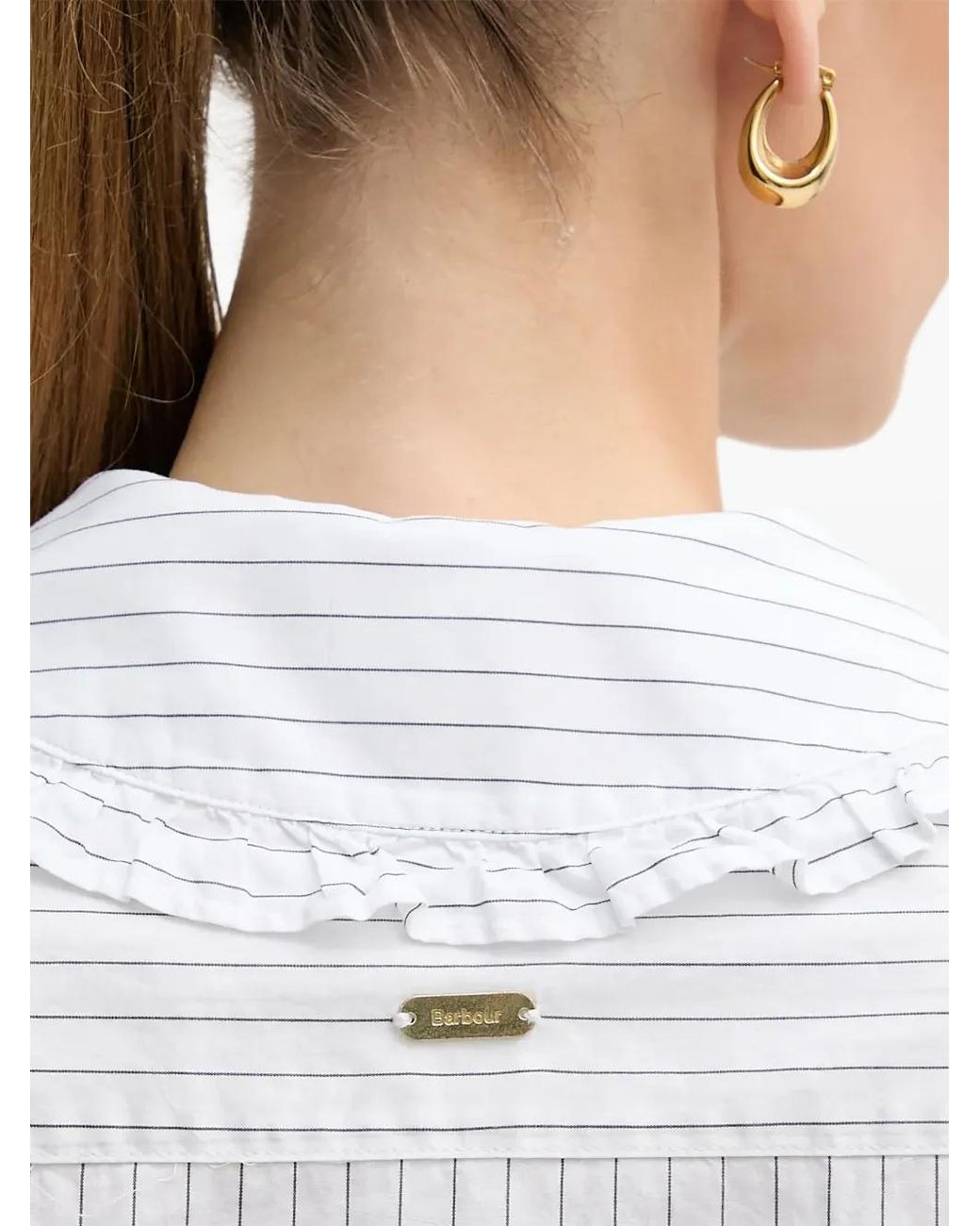 Blusa Avery A Rayas Con Volantes Barbour de color White