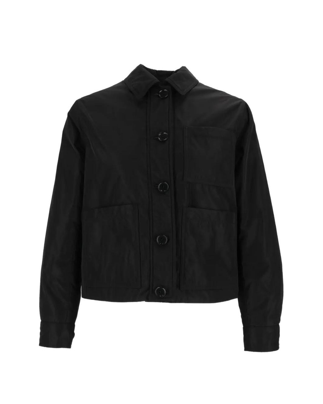 Aspesi Black Button-Up Patch-Pocket Jacket