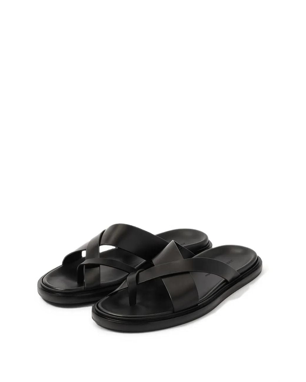 James Perse Black Cross-Strap Leather Sandals for men