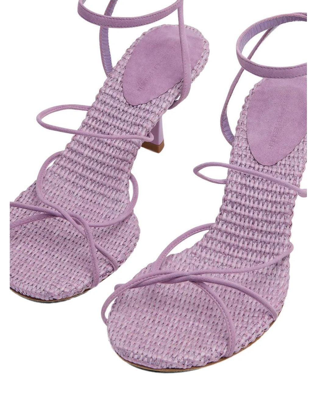 Christopher Esber Pink Blaze Raffia-Suede Sandals