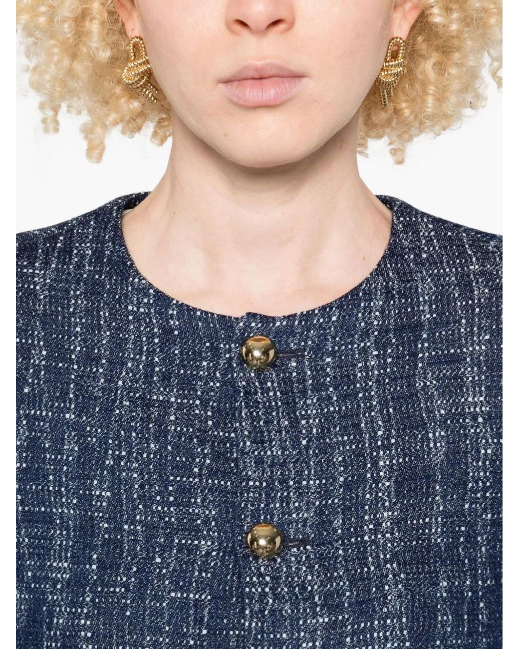 FRAME Blue The Tweed Button-Up Jacket