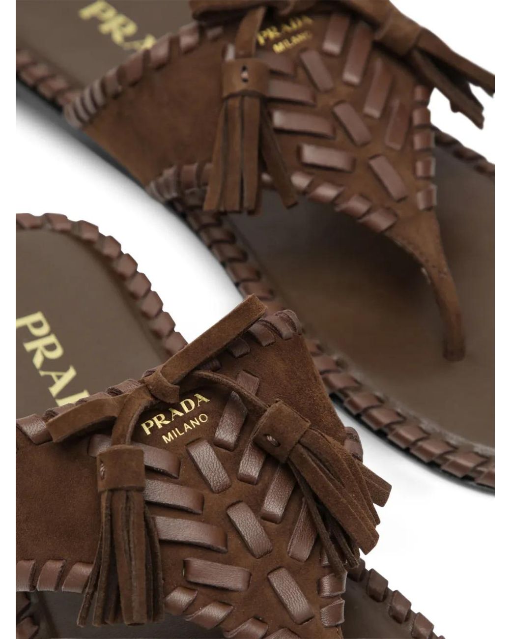 Prada Brown Braided Sandals