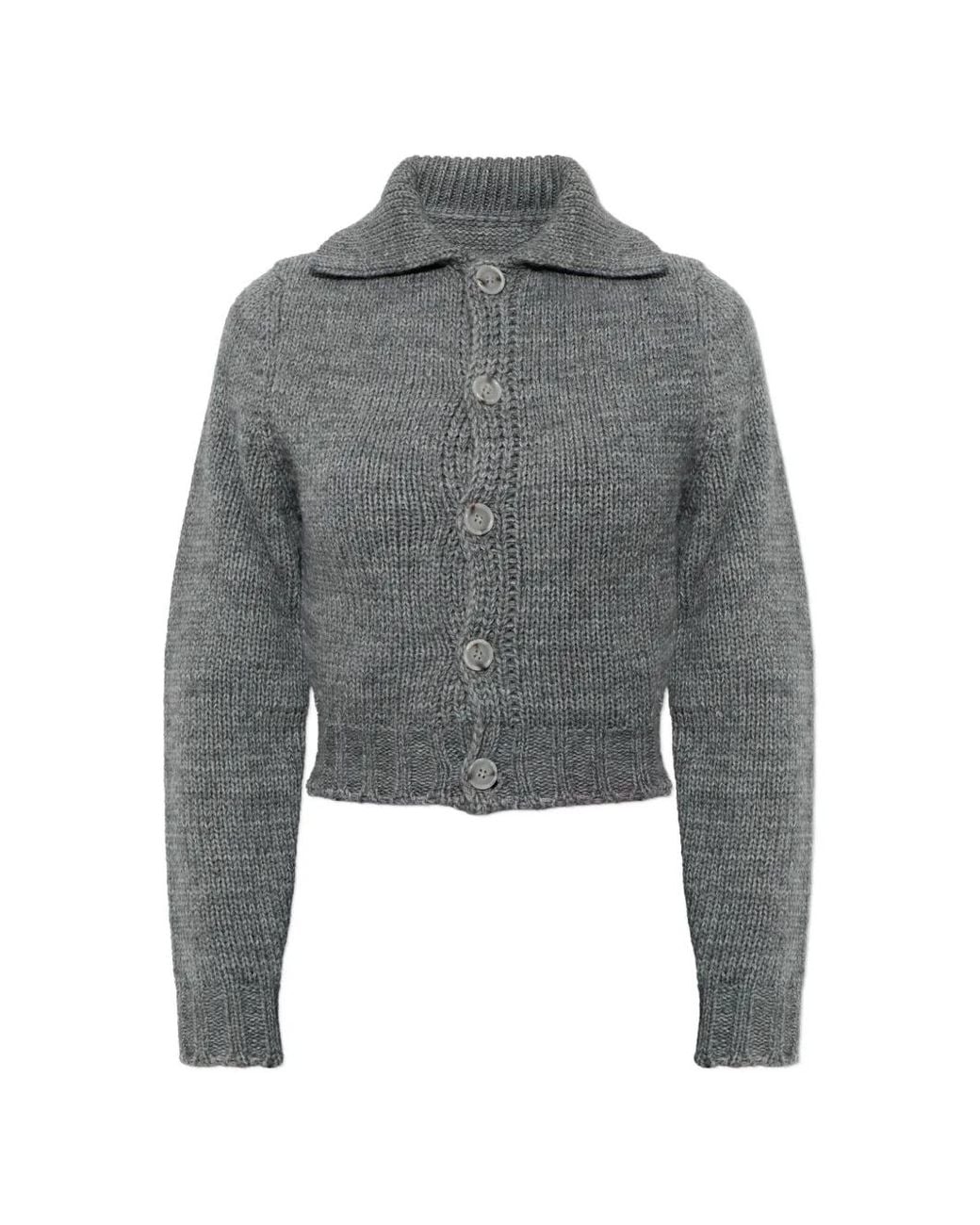 MM6 by Maison Margiela Gray Chunky-Knit Cropped Cardigan