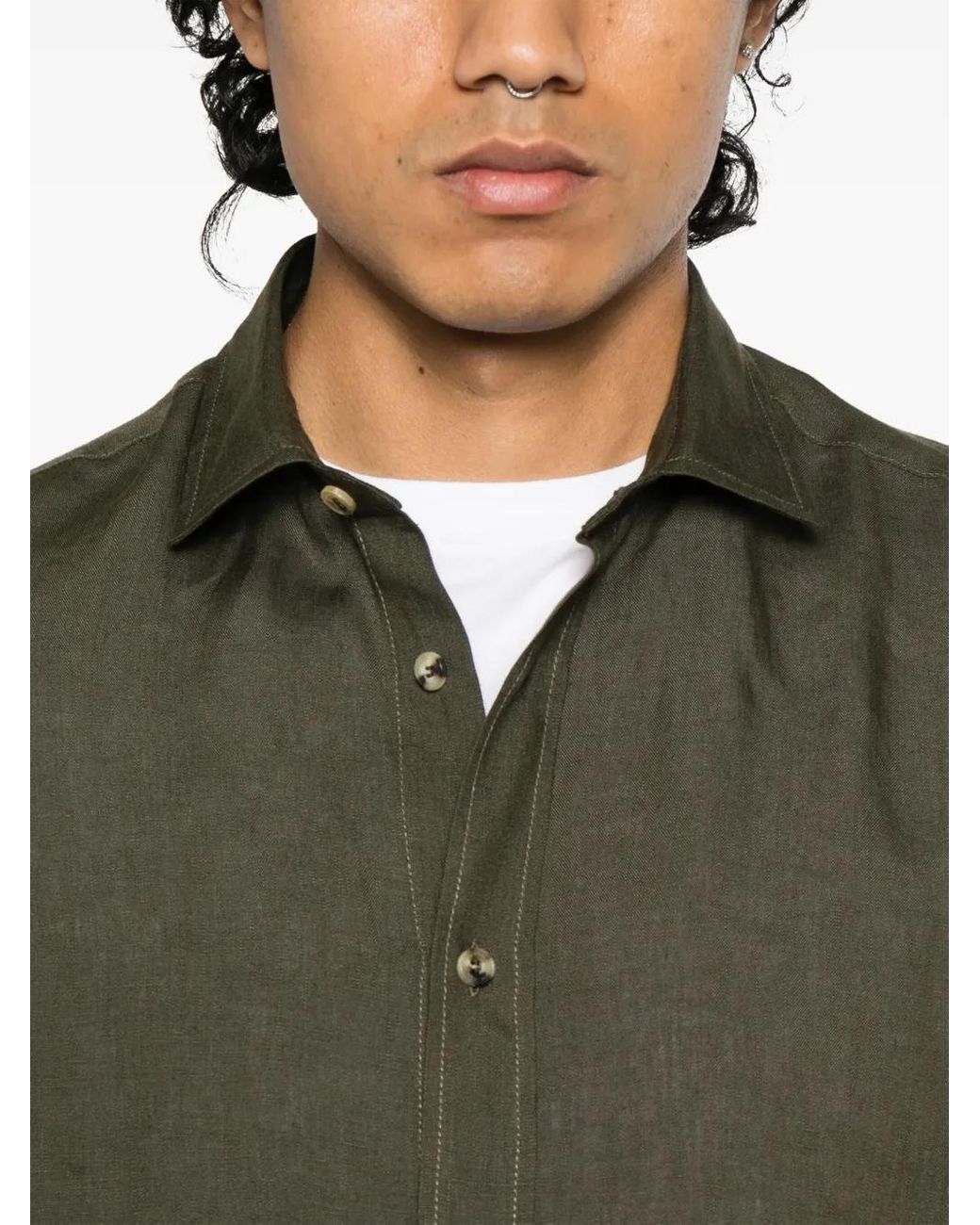 Jacob Cohen Green Linen Shirt for men