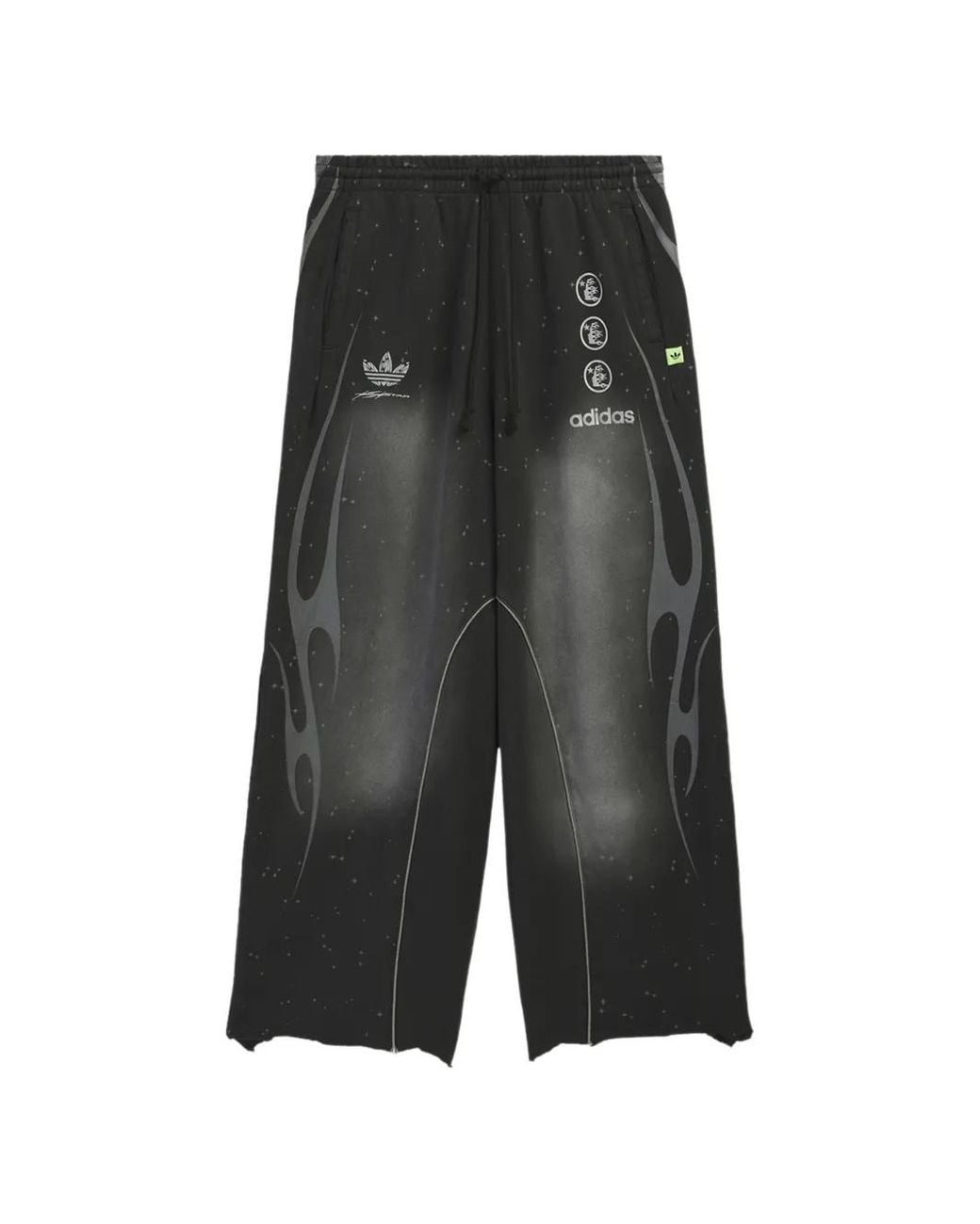 HELLSTAR Gray X Adidas Flame-Print Wide-Leg Track Pants for men