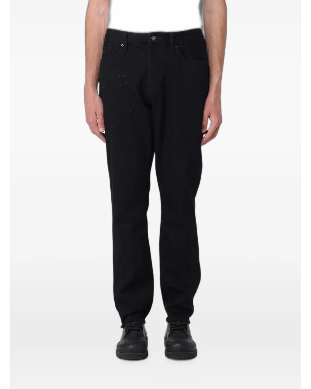 ARMANI EXCHANGE Black Logo-Patch Slim-Fit Jeans for men