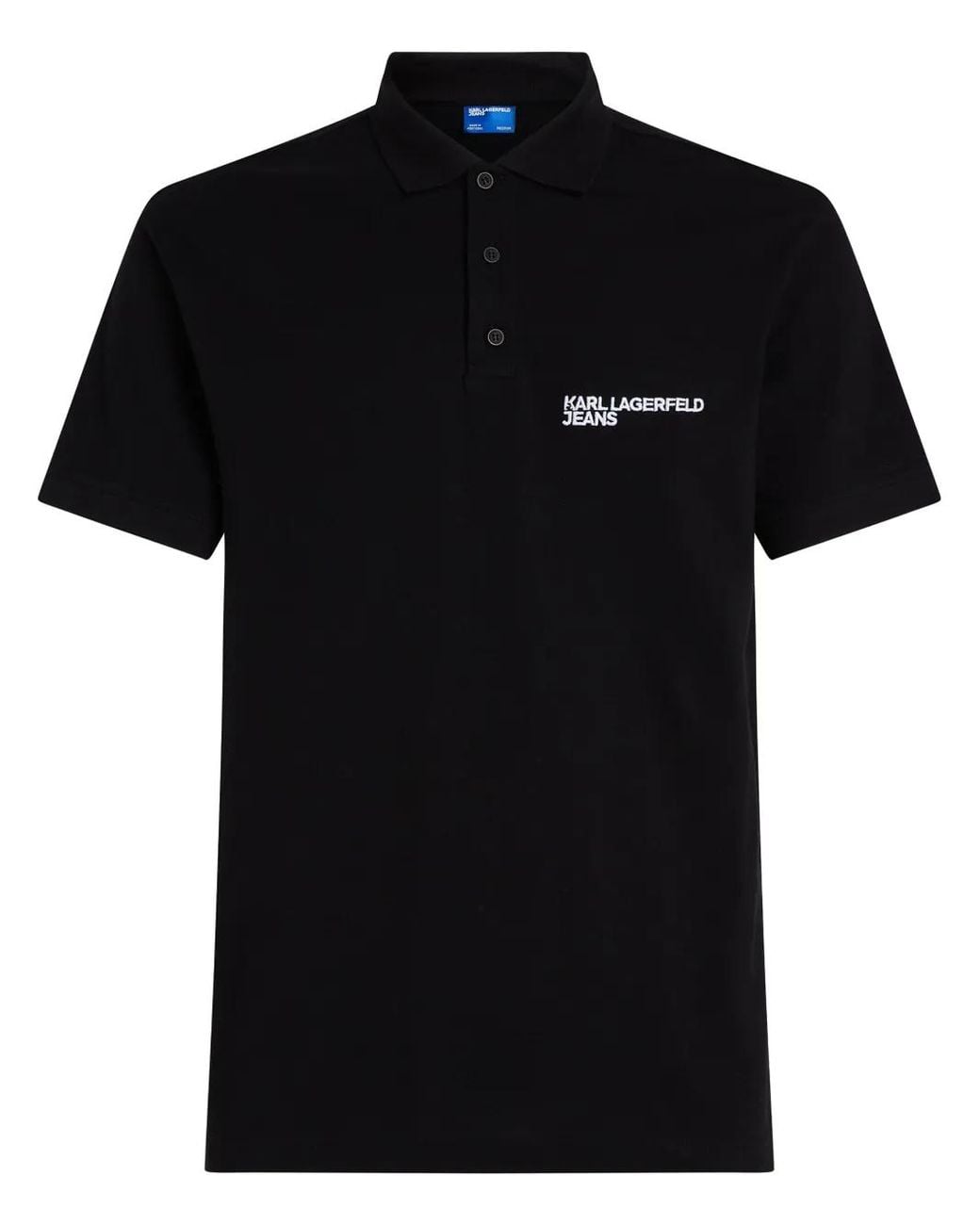 Karl Lagerfeld Black Logo-Embroidered Polo Shirt for men