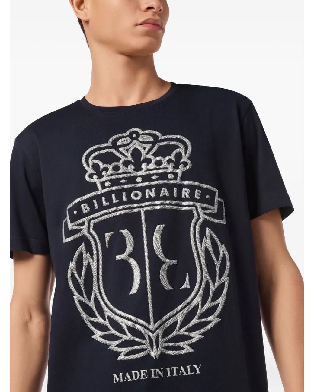 Billionaire Black Crest Round-Neck T-Shirt for men