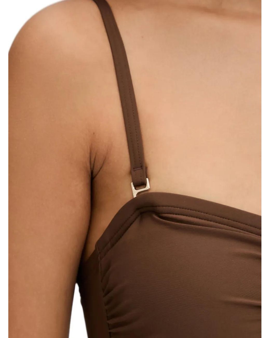 DKNY Brown Ruched Bandeau Swimsuit