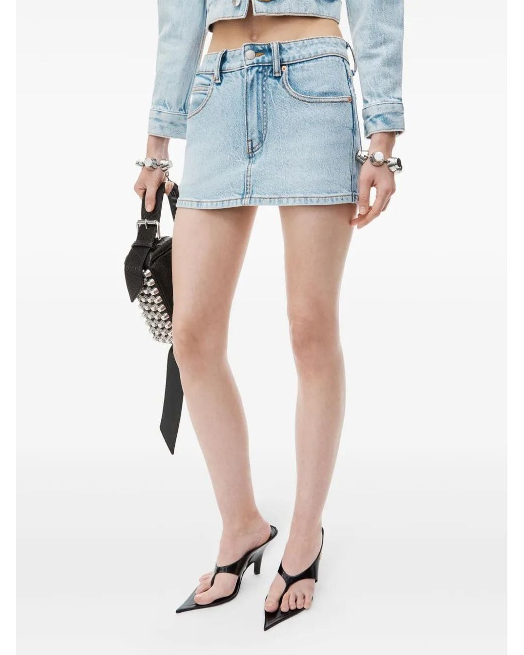 Alexander Wang Blue Mid Rise Strerch Skort