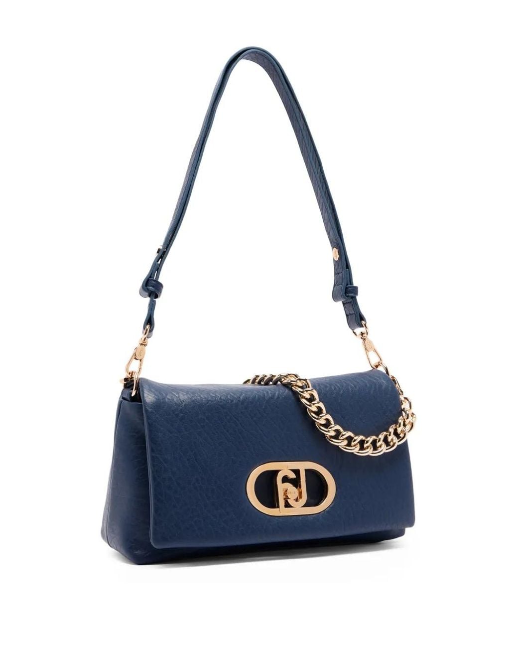 Liu Jo Blue Medium Lapuffy Logo-Plaque Chain-Strap Shoulder Bag