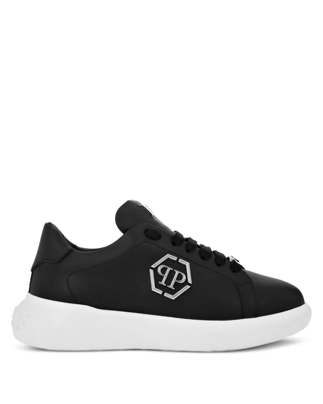 Philipp Plein Black Hexagon Low-Top Sneakers