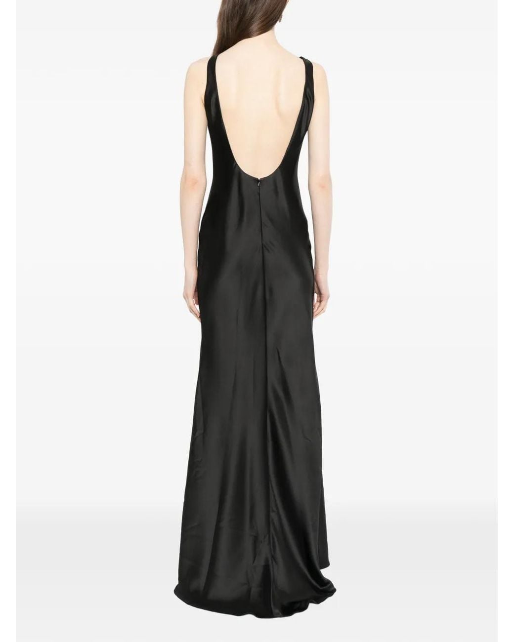 Amsale Black Bias Cut Cowl Neck Maxi Dress