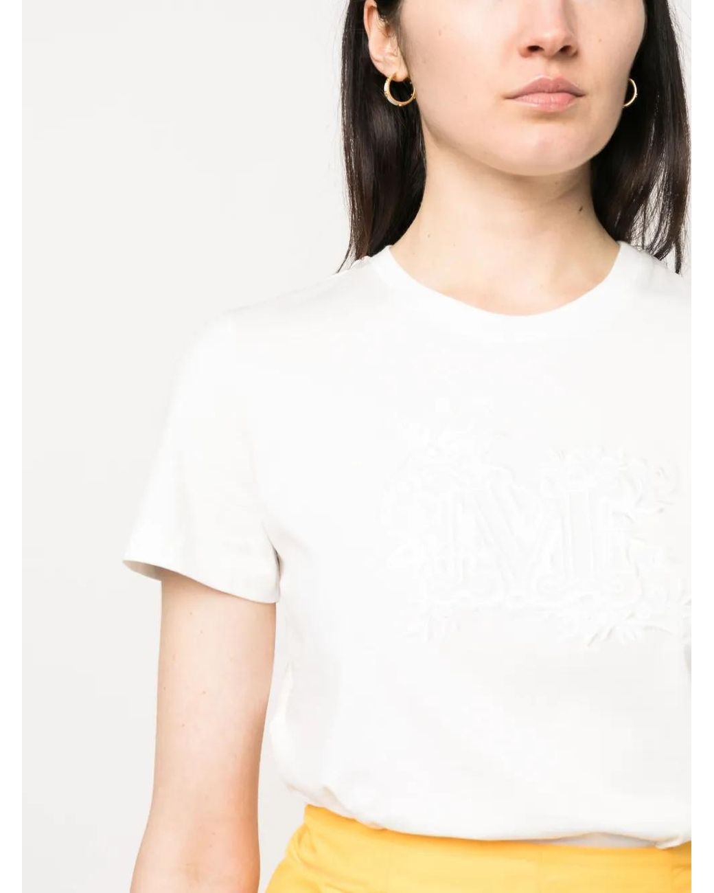 Max Mara White Embroidered Monogram T-Shirt