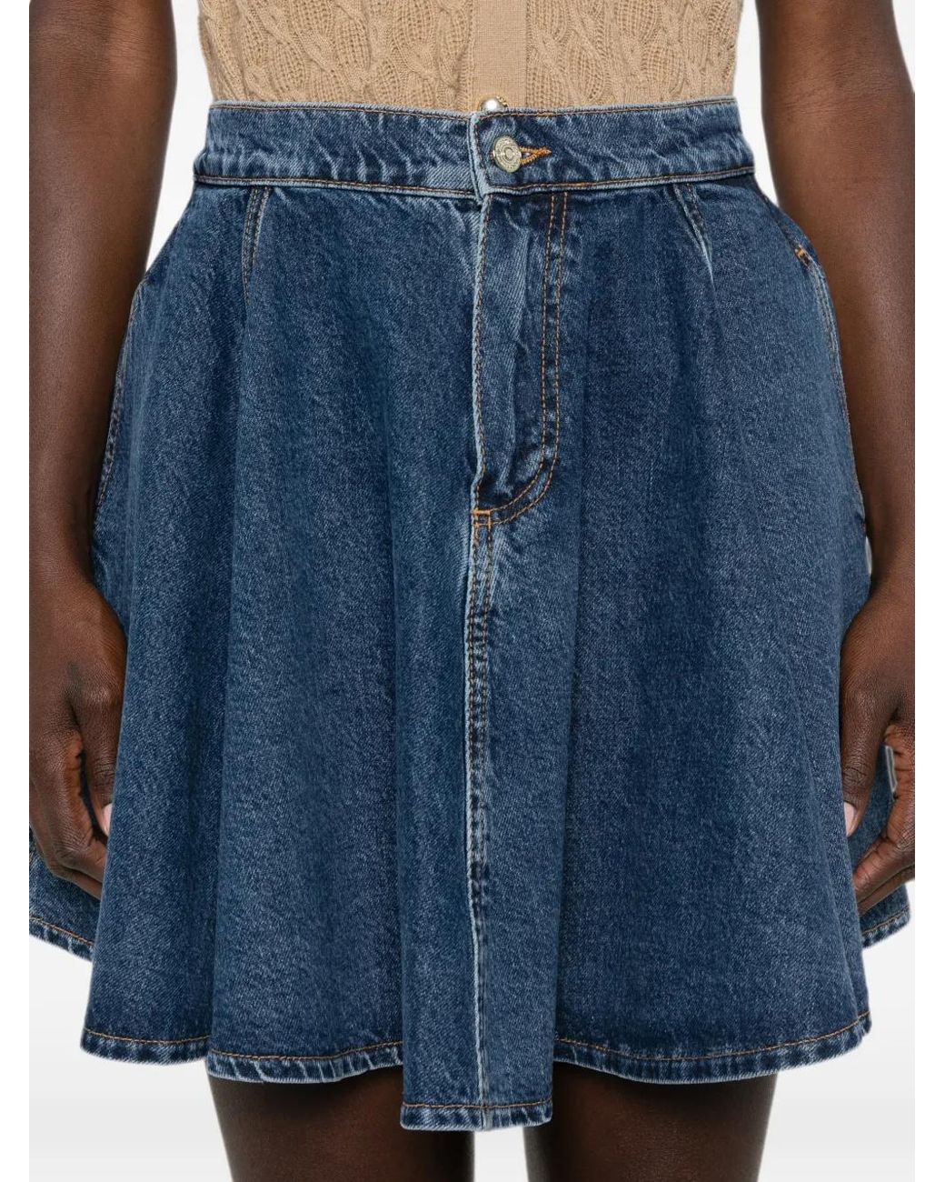 Maje Blue Minijupe Évasée En Jean