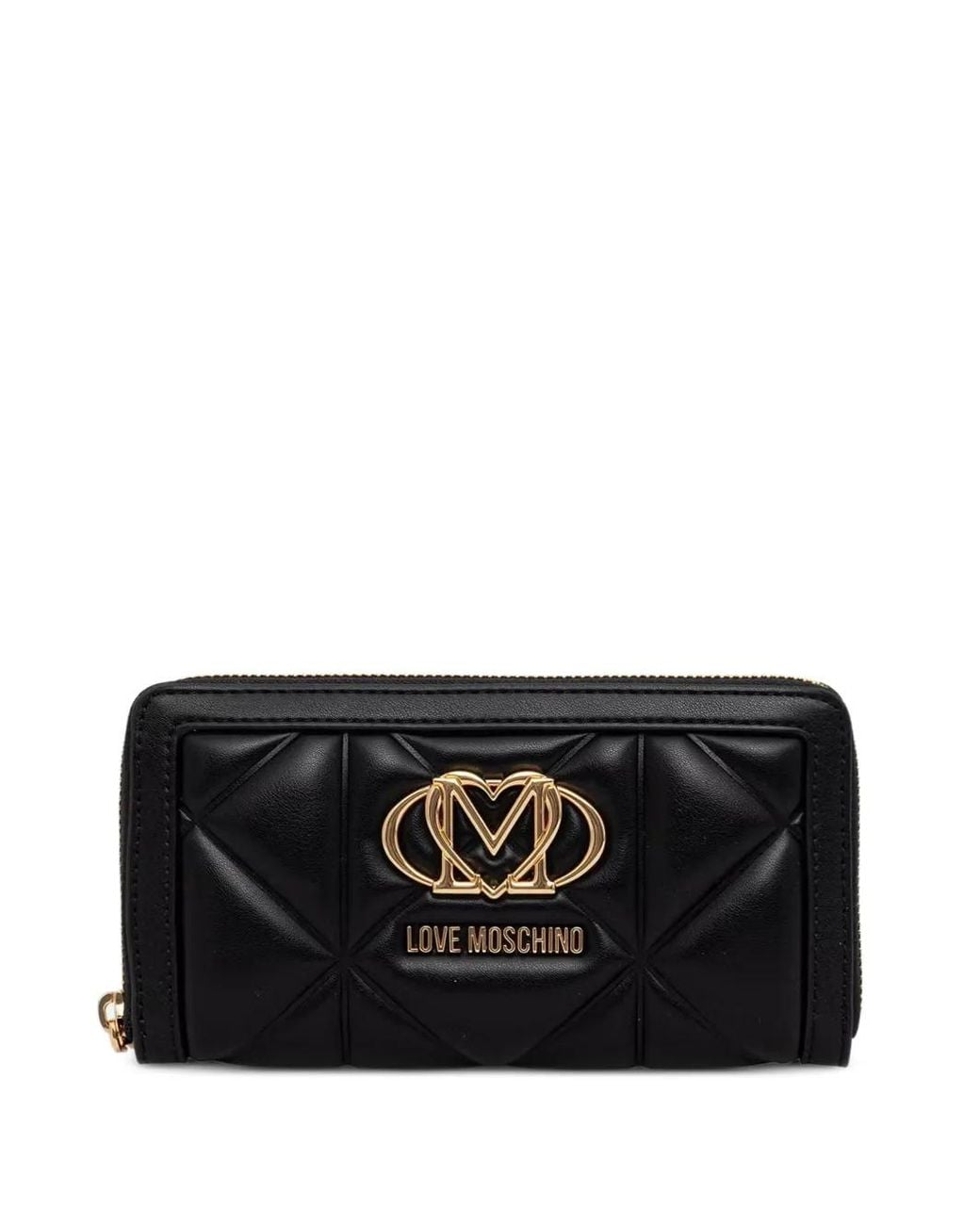 Love Moschino Black Quilted Logo-Plaque Wallet