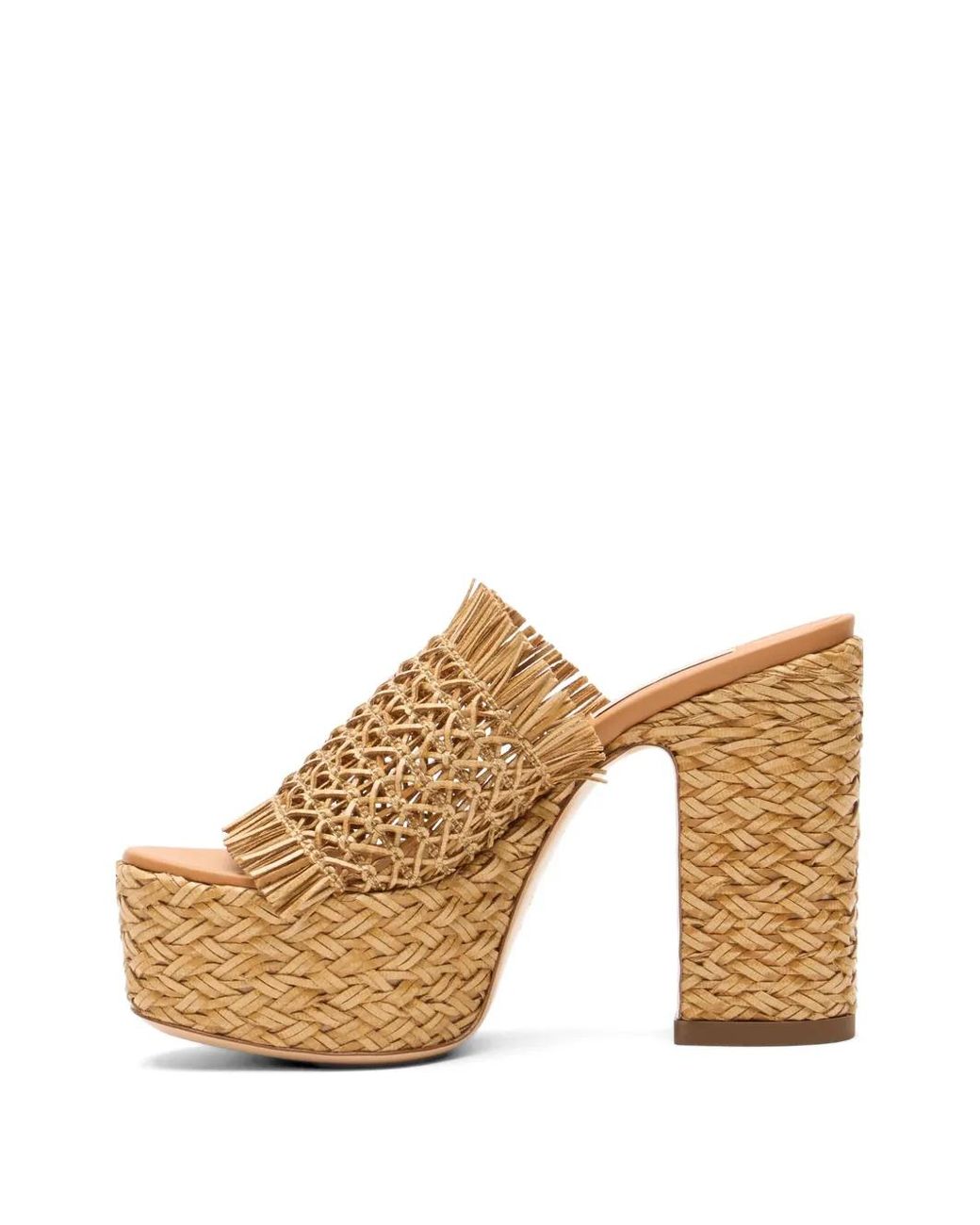 Casadei Natural Madagascar Woven Platform Sandals