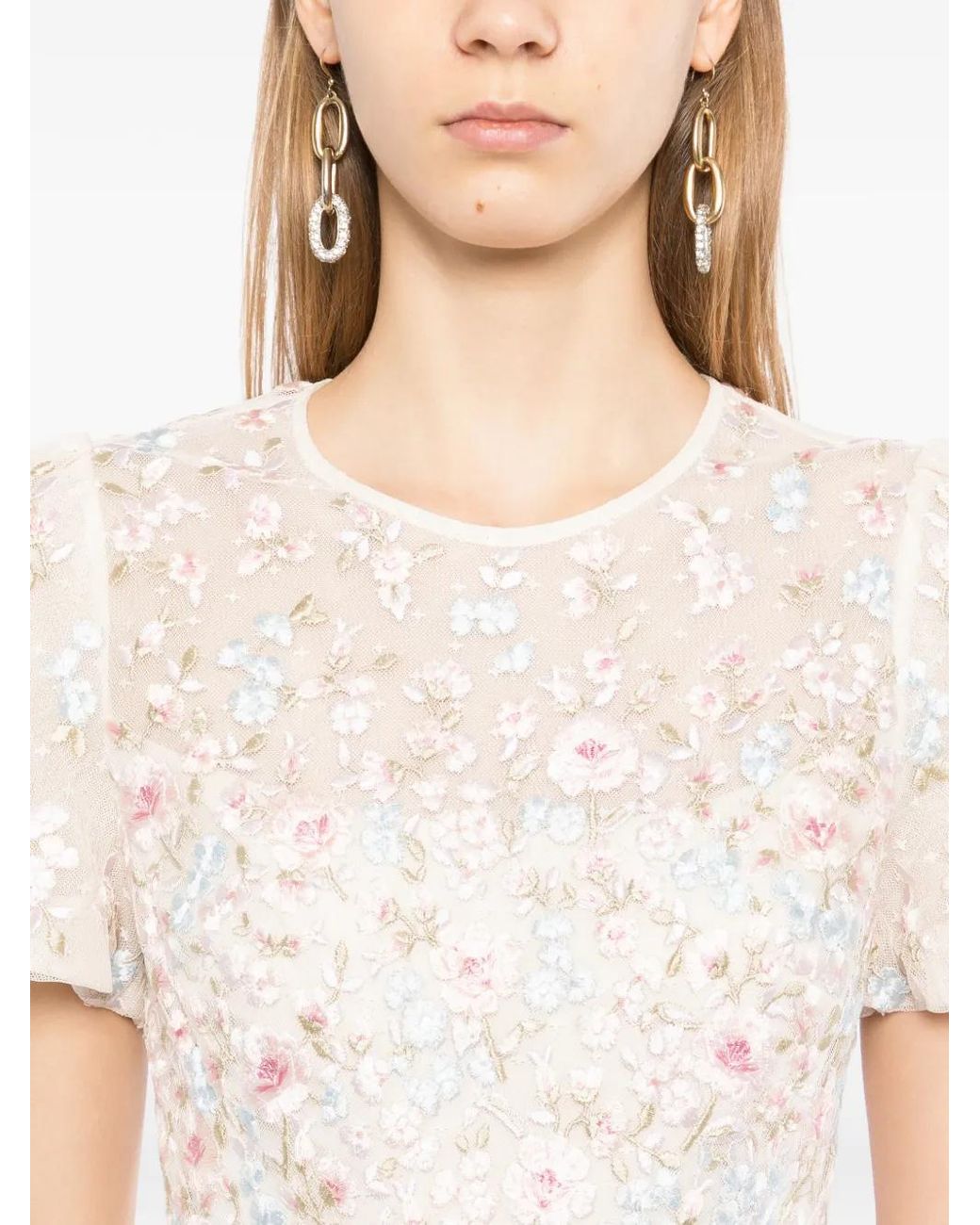 Needle & Thread White Floral-Embrodairy Dress