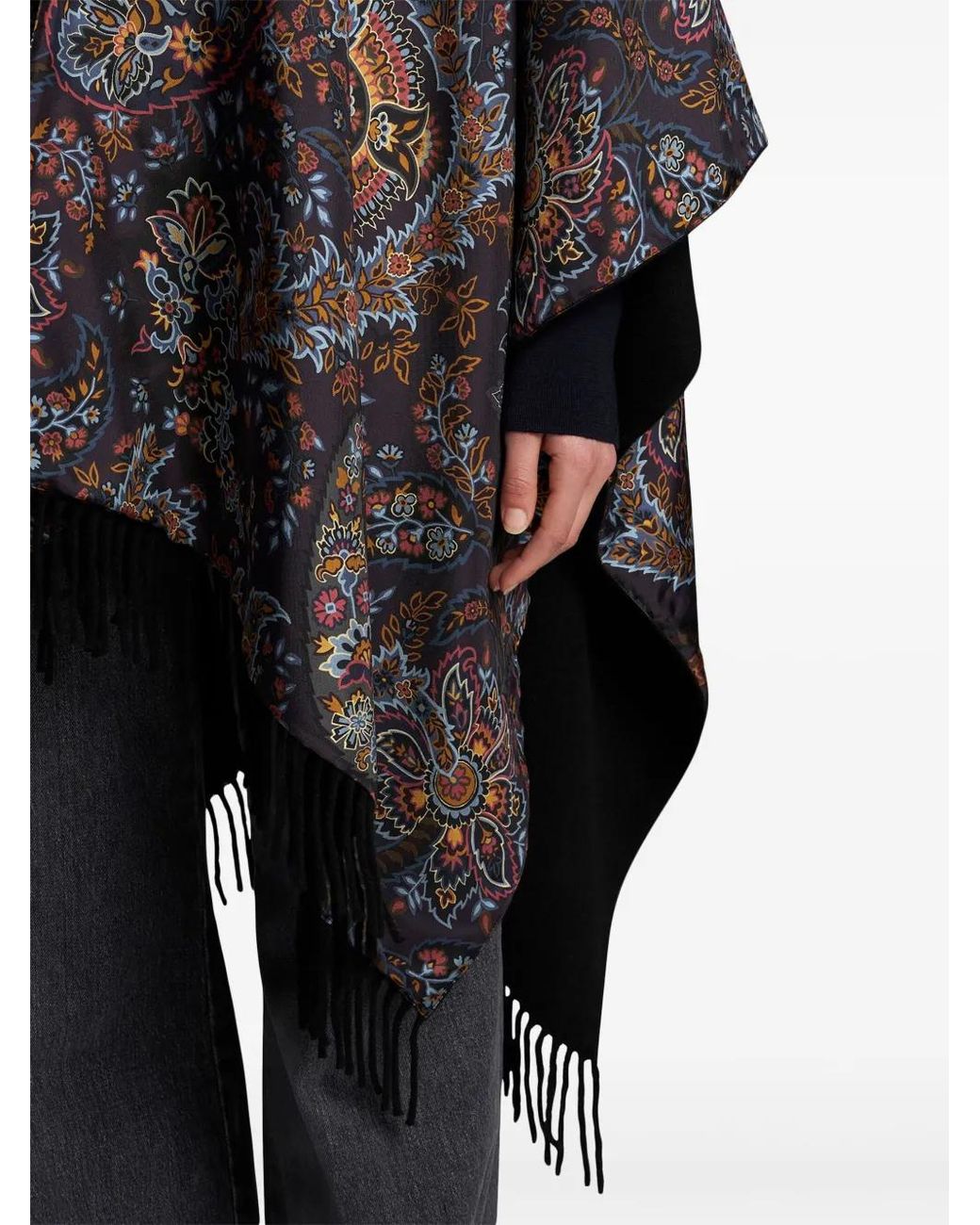Etro Black Paisley Print Cape