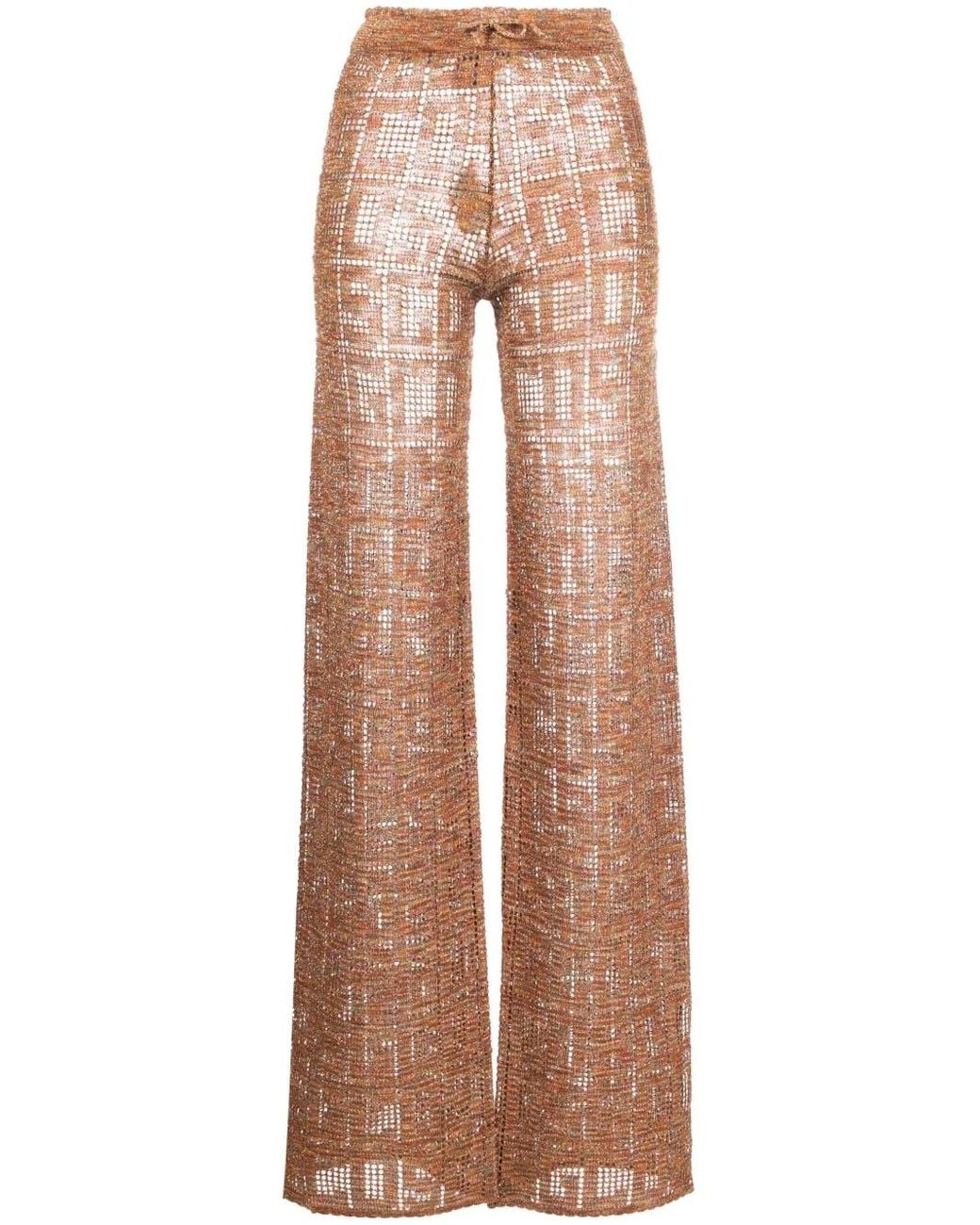 Gcds Natural Pantalon En Crochet À Taille Haute