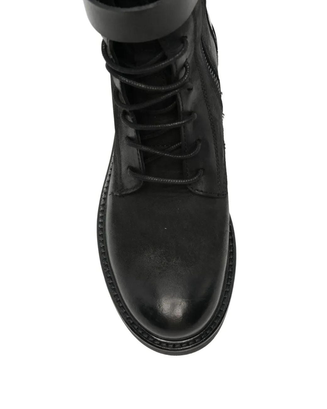 METISSE Black Buckle-Strap Lace-Up Ankle Boots