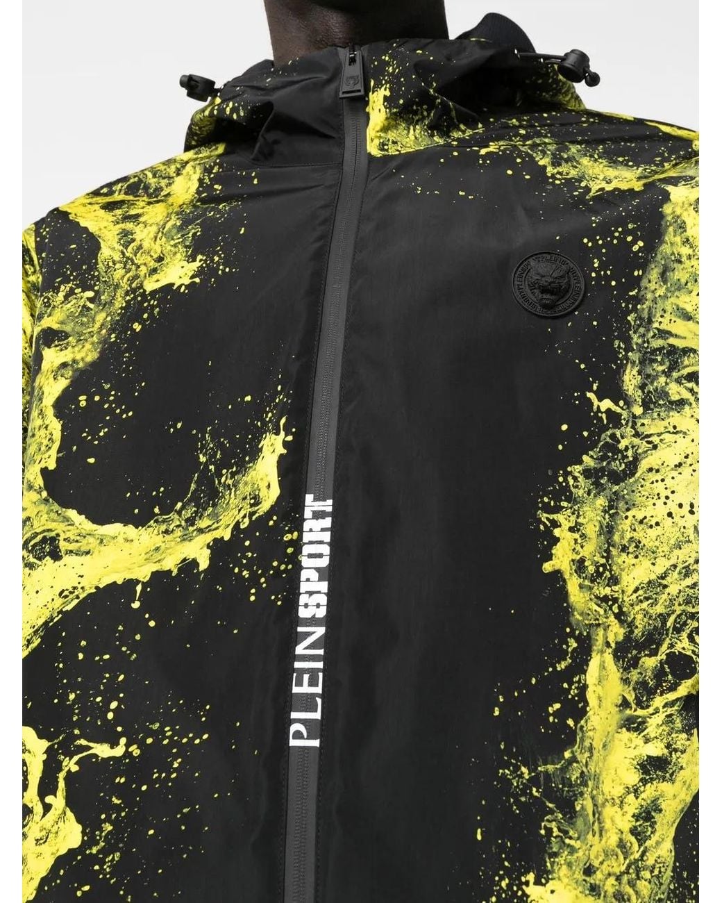 Philipp Plein Black Graphic-Print Zip-Up Hooded Jacket for men