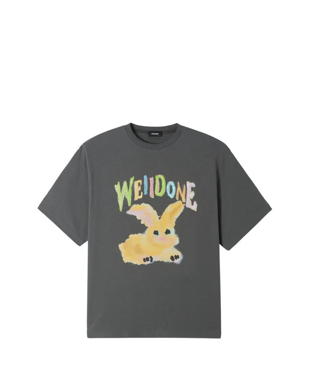 we11done Gray Graphic-Print T-Shirt for men