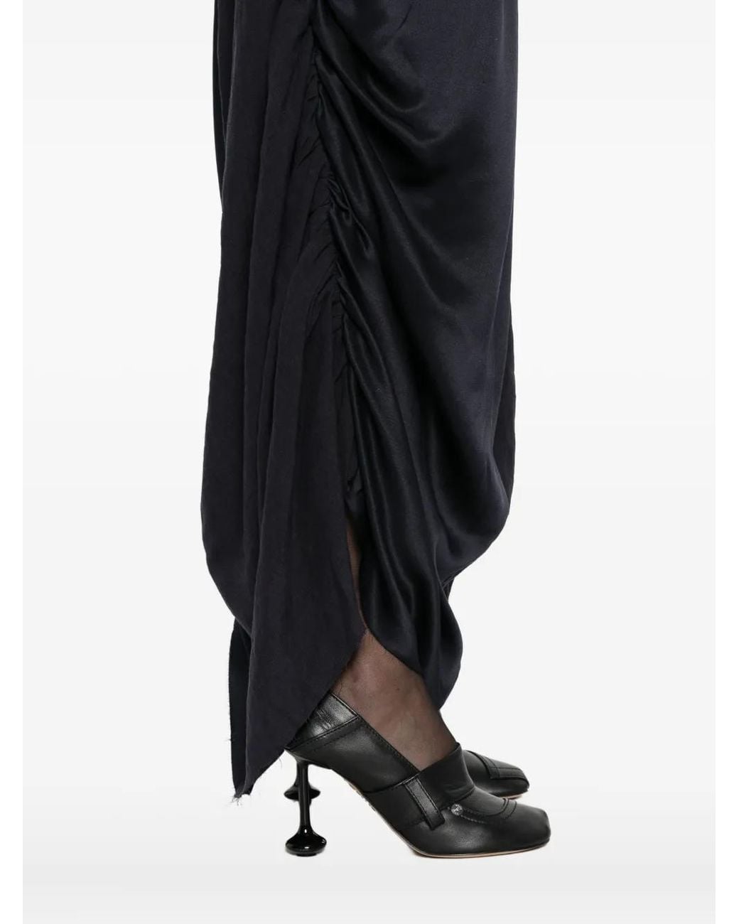 Ziggy Chen Black Ruched Midi Skirt