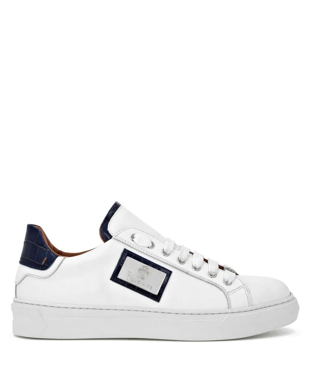 Billionaire White Logo-Plaque Leather Sneakers for men
