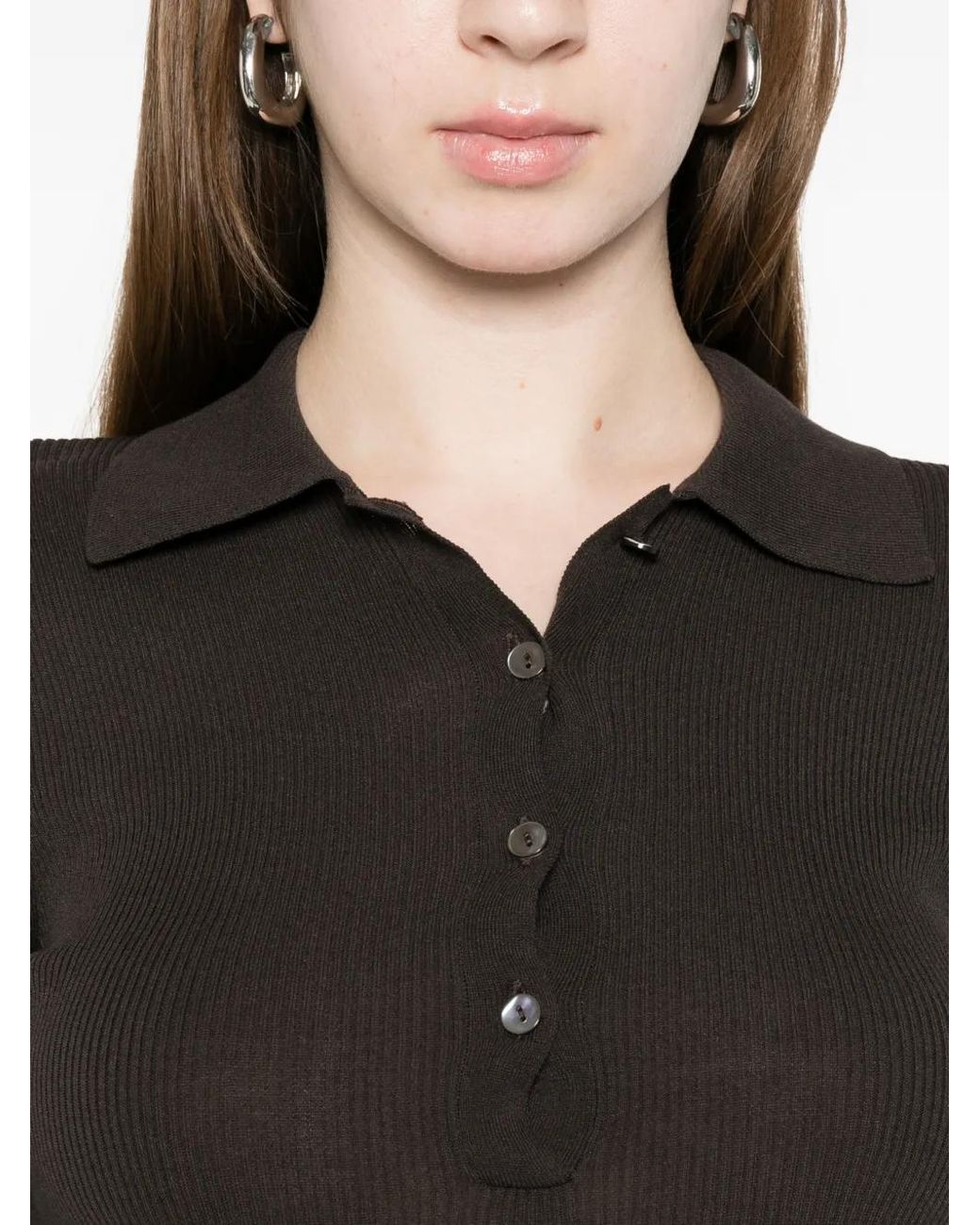 P.A.R.O.S.H. Black Buttoned Knitted Polo Shirt