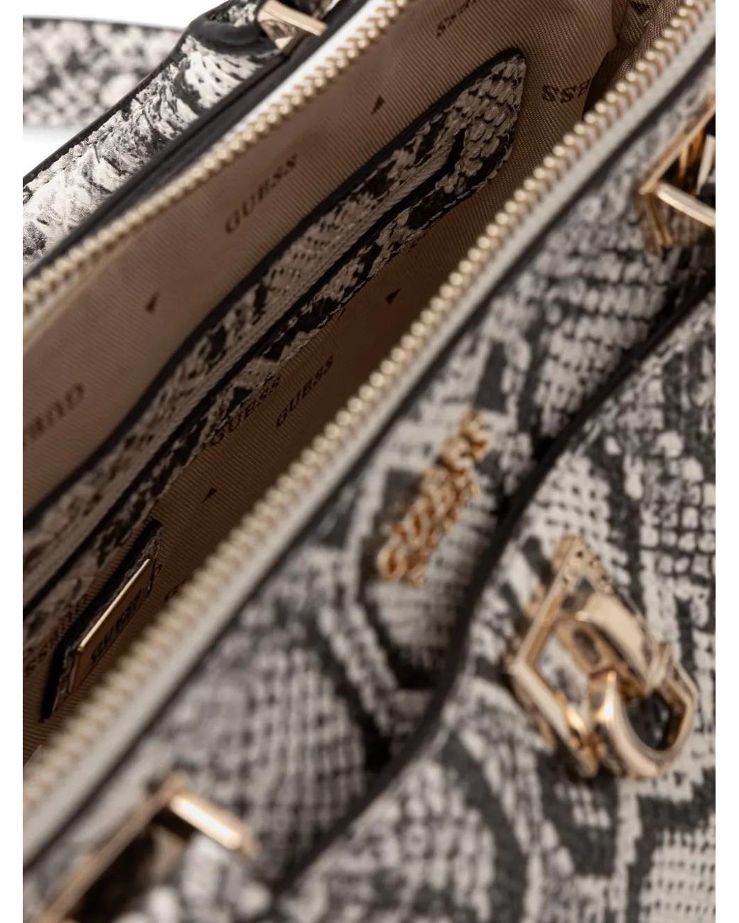 Guess White Snakeskin-Effect Tote Bag