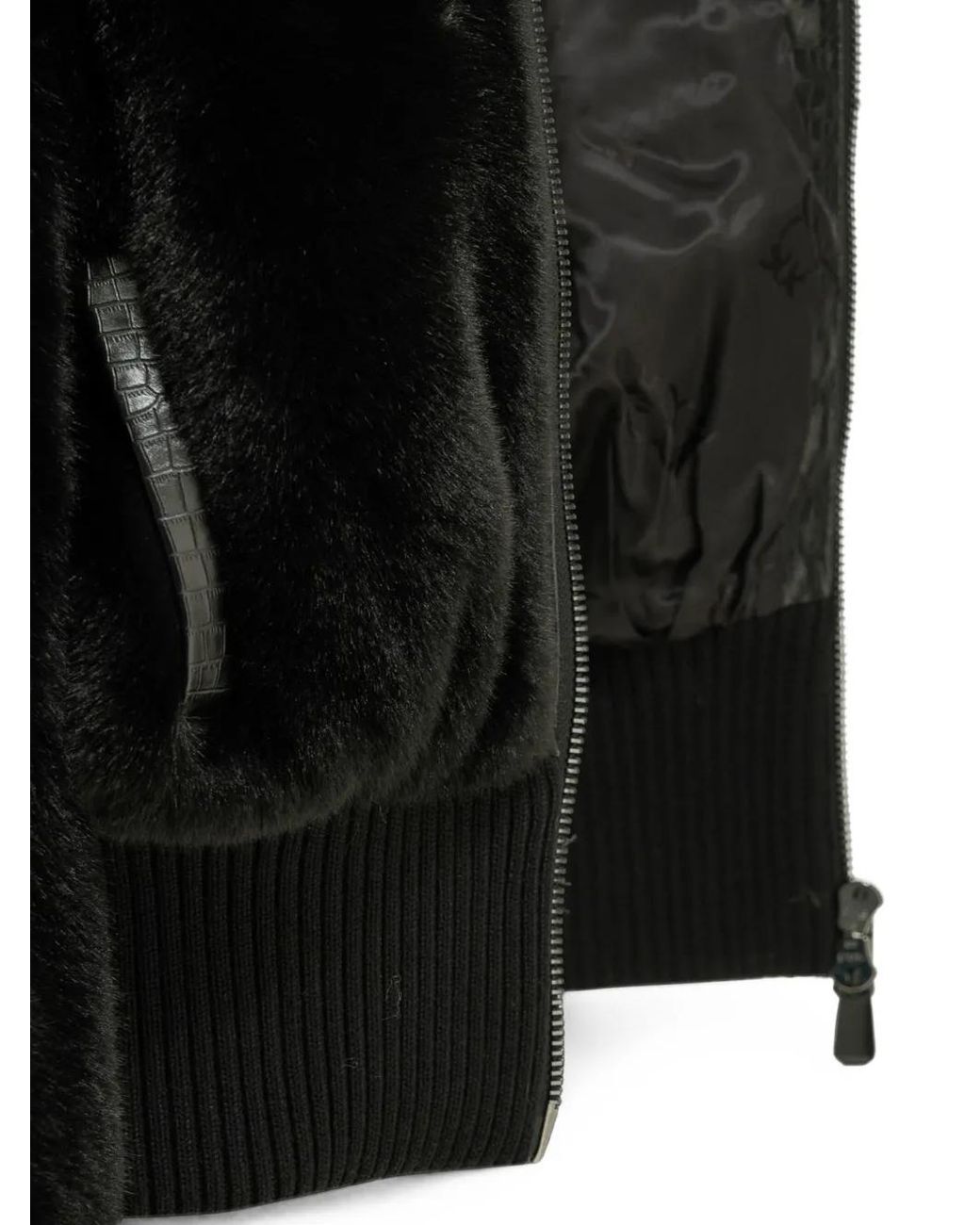 Pinko Black Faux Fur Bomber Jacket