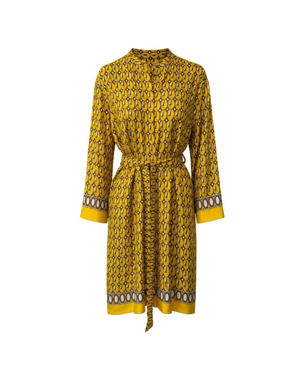 Max Mara Yellow Geometric-Print Mini Dress