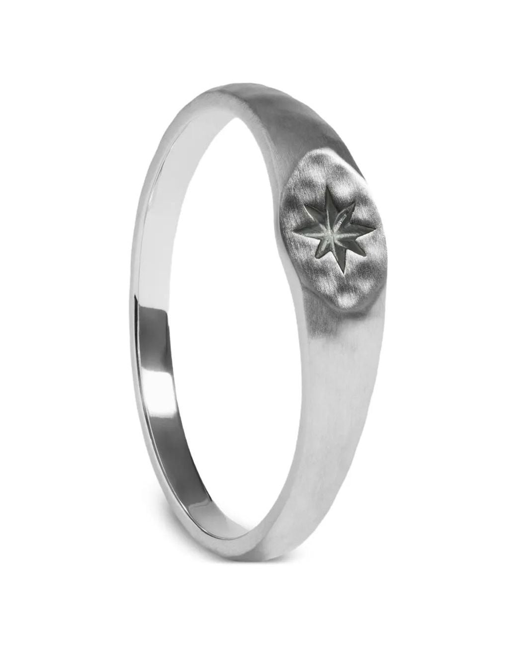 Monica Vinader Metallic Star-Engraved Signet Ring