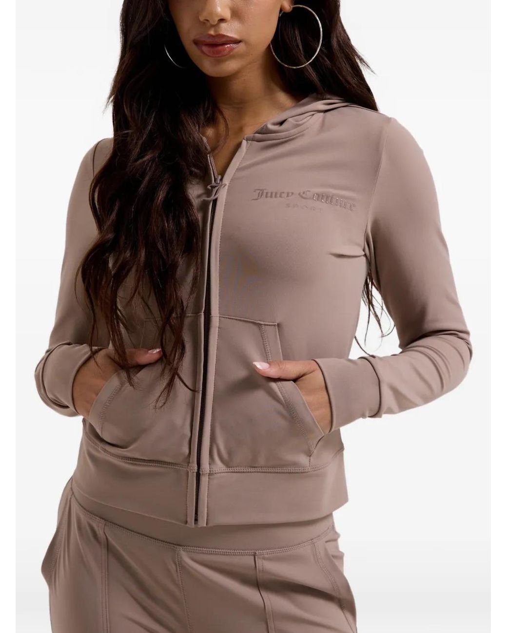 Juicy Couture Natural Peached Active Zip-Up Fitted Hoodie