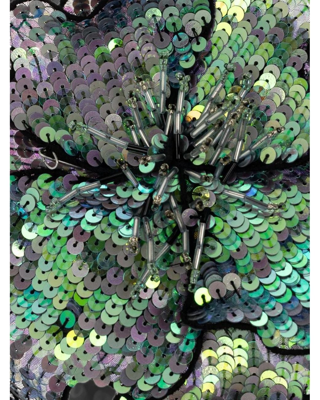 Forte_forte Green Sequin-Embellished Floral Brooch