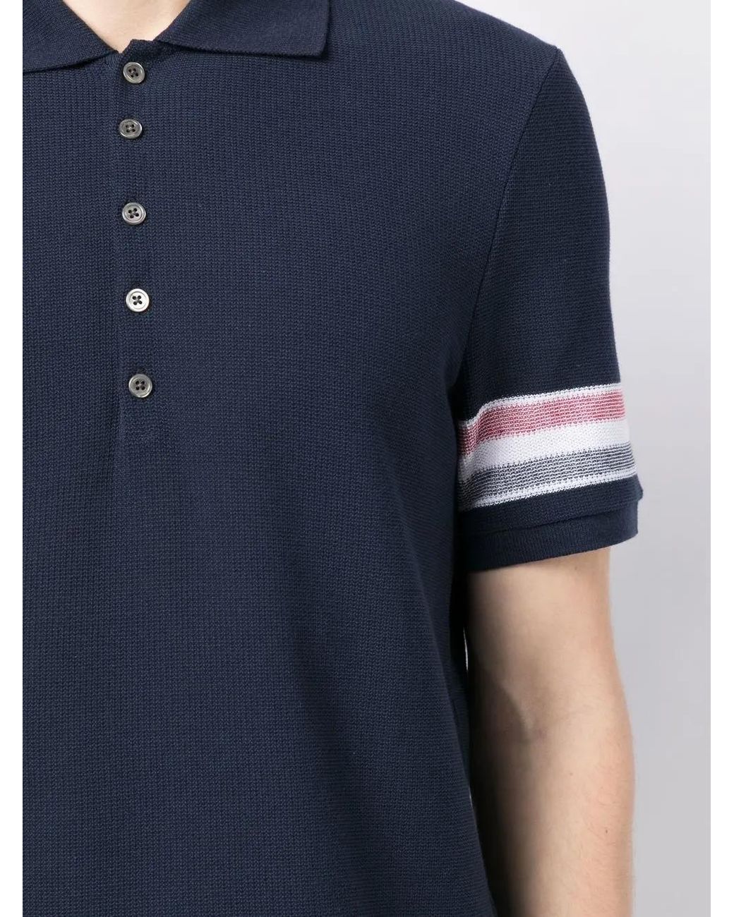 Thom Browne Blue Stripes Polo for men