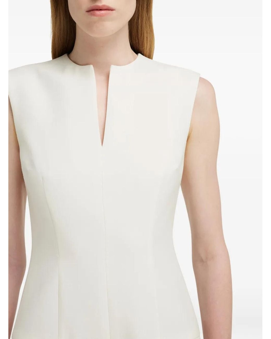 Ferragamo White Sleeveless Tailored Dress