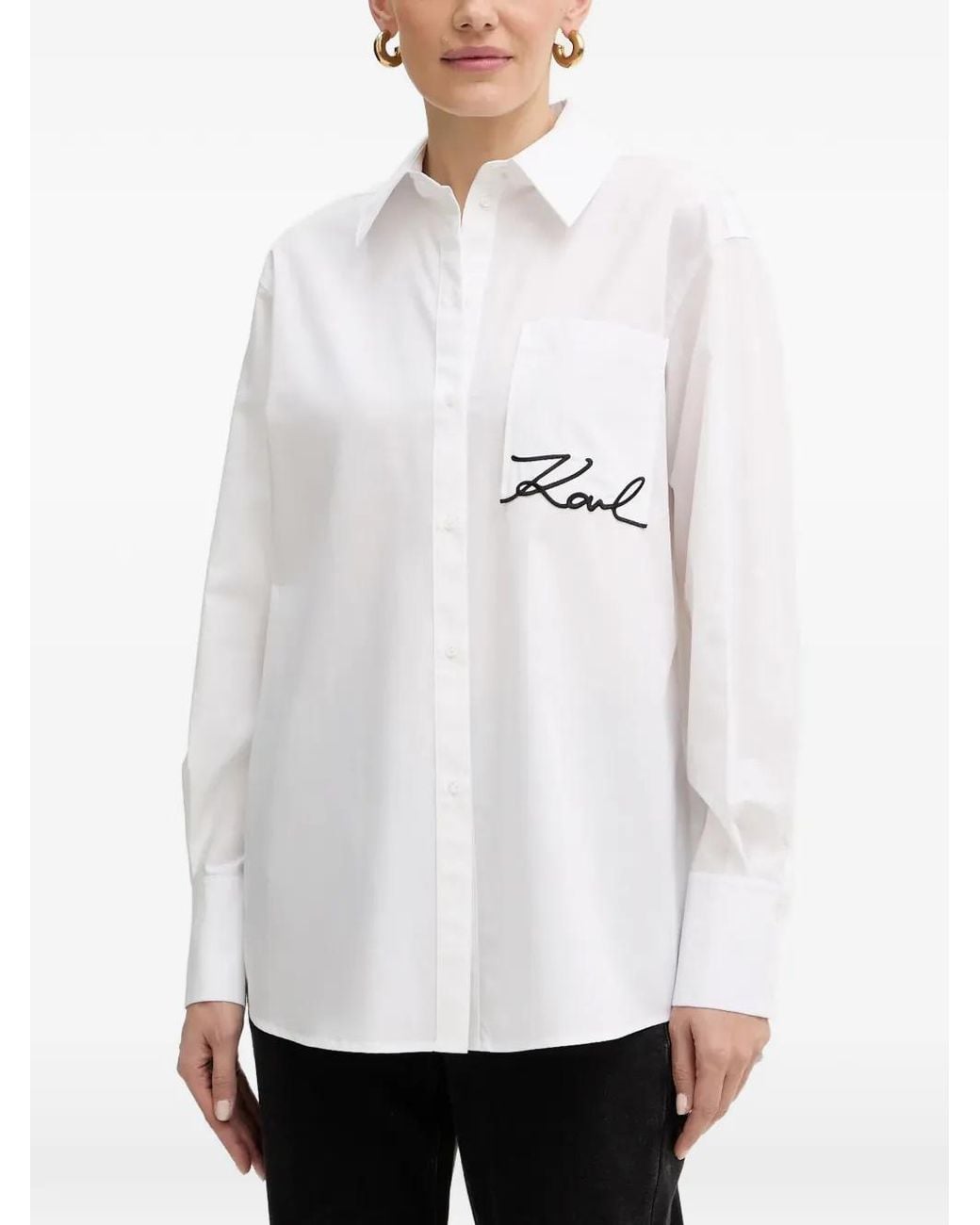 Karl Lagerfeld White Signature Pocket Shirt