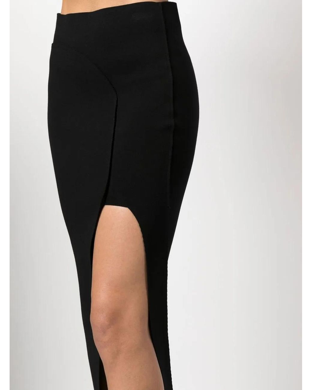Rick Owens Black Thigh-High Slit Skirt