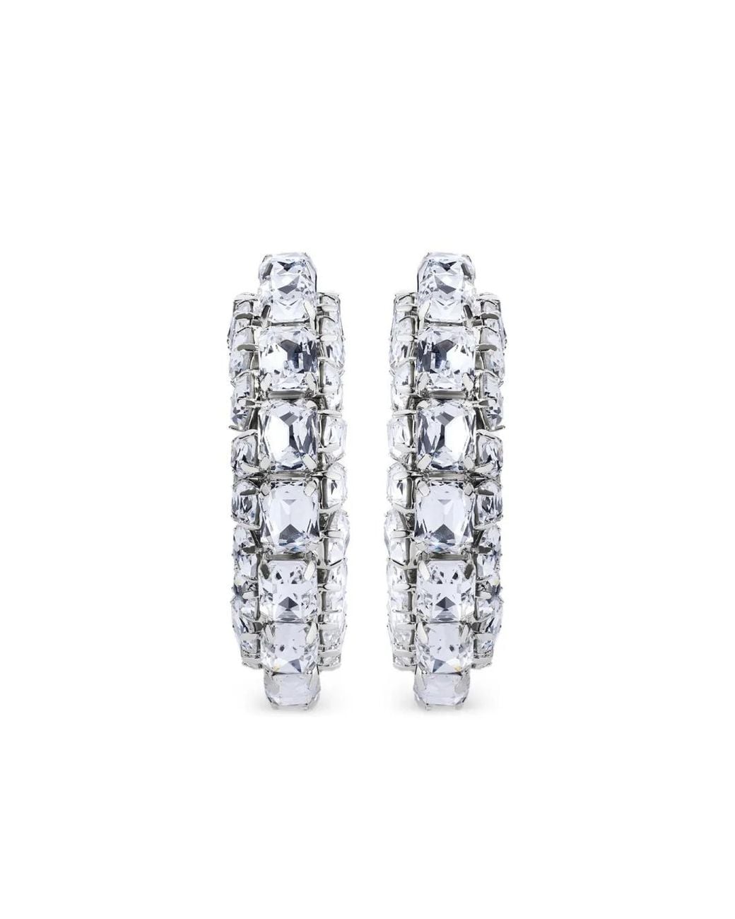 Area White Crystal Hoops Earrings