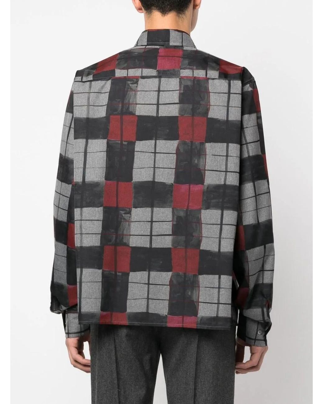 4SDESIGNS Black Checked Pattern Long Sleeved Shirt for men