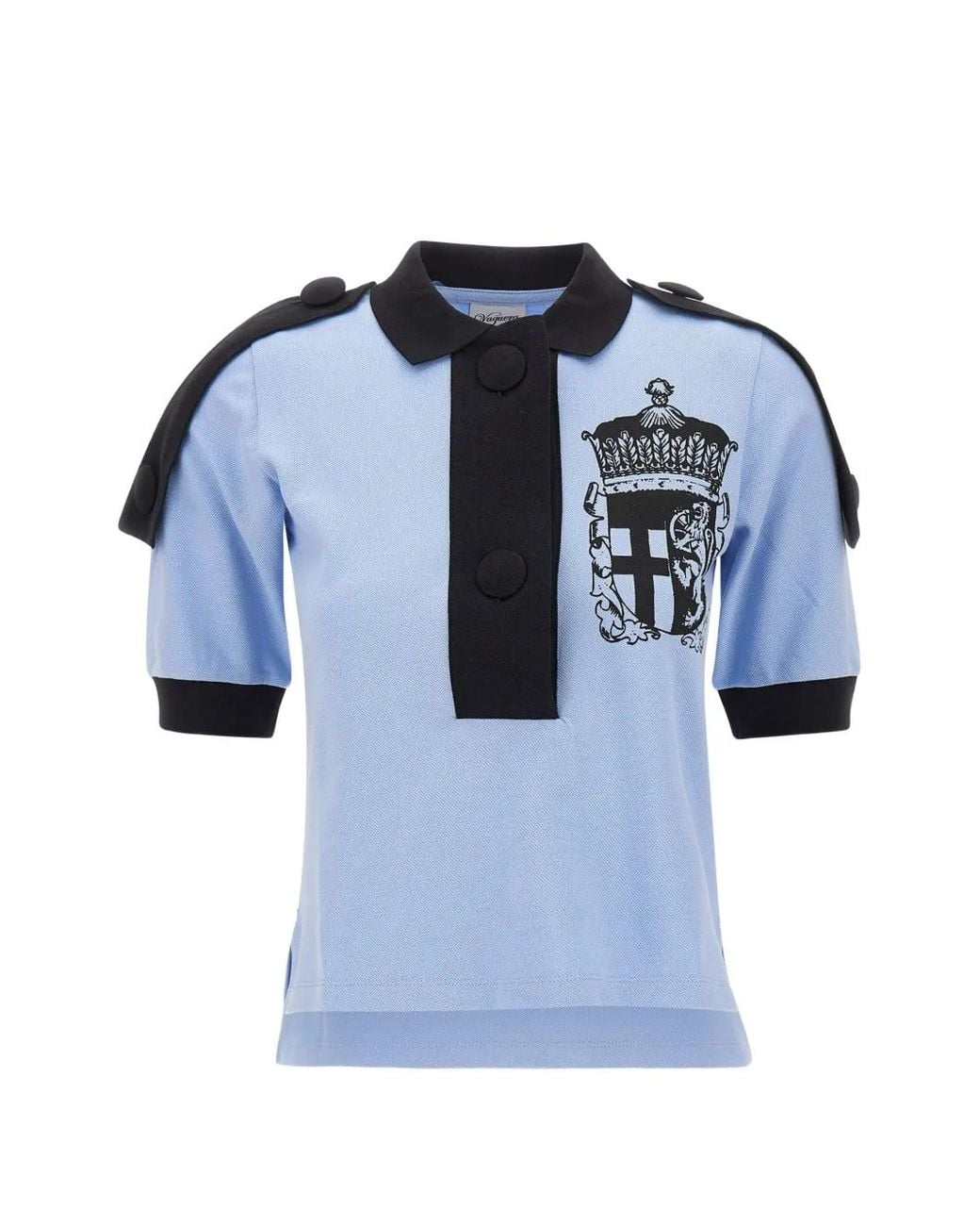 VAQUERA Blue Crest-Print Epaulette Polo Shirt