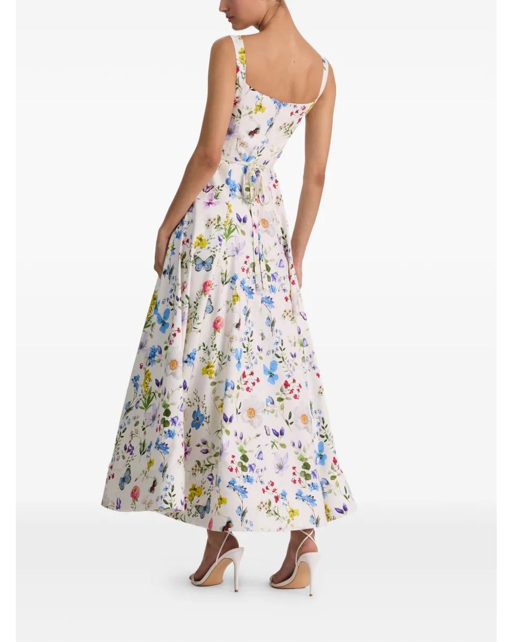 Alice + Olivia White Polly Printed Long Dress