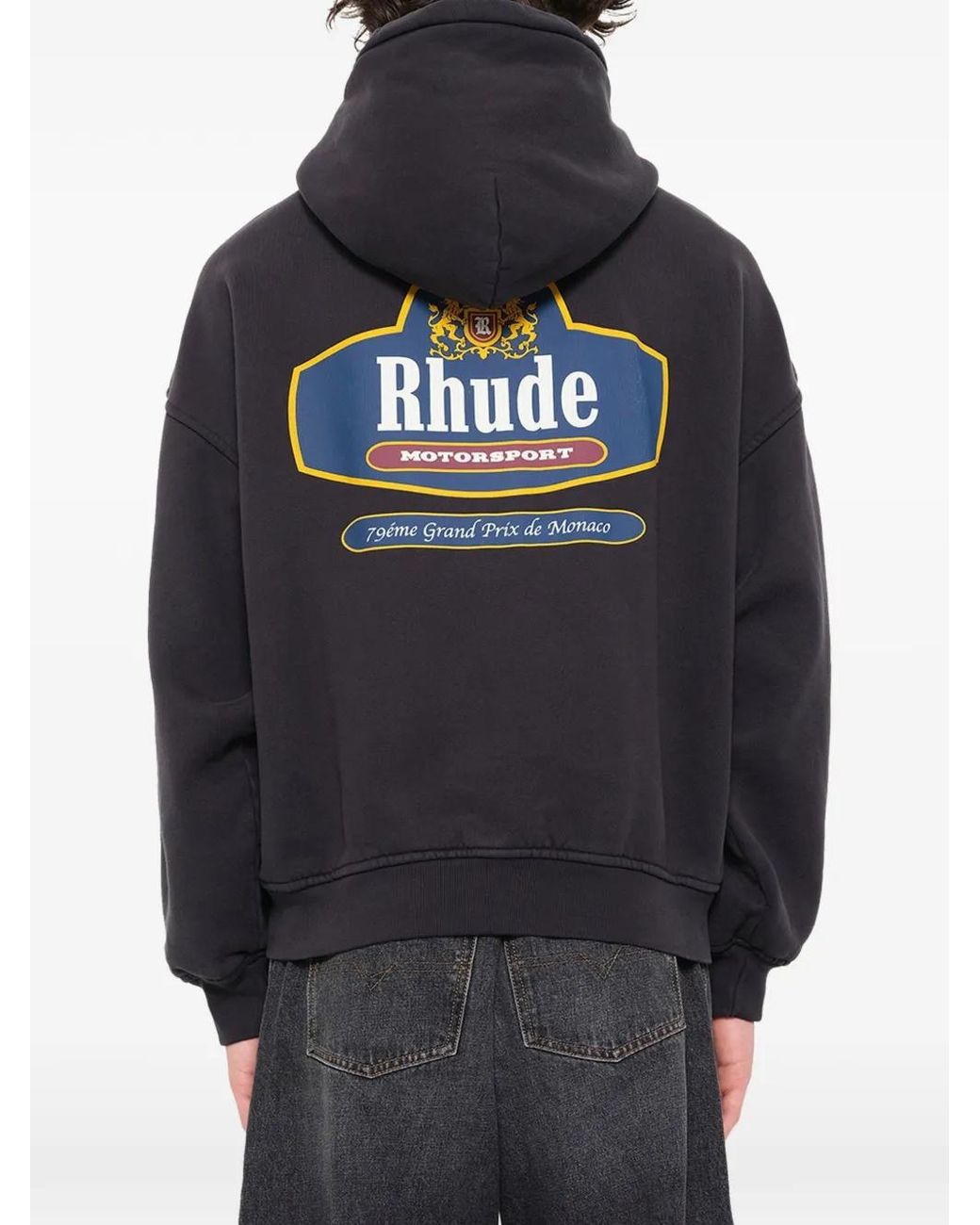 Rhude Blue Racing Crest Zip-Up Hoodie for men