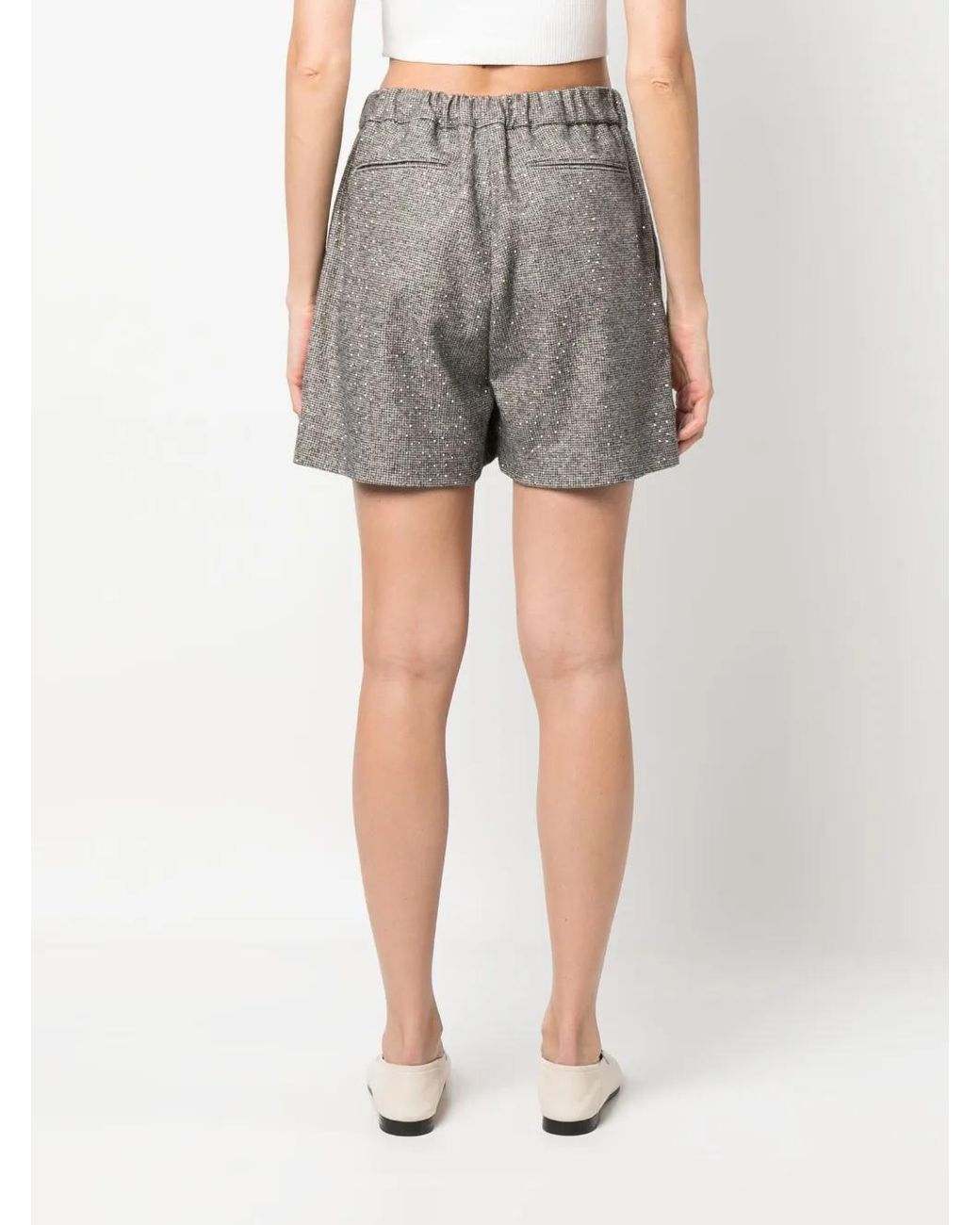 Fabiana Filippi Gray Pleated Wool-Blend Shorts